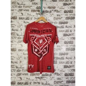 American Fighter Training Division Red Graphic Tee Men's Large Athletic Fit Y2K‎
